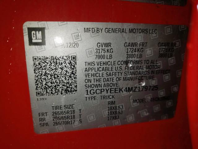 2021 CHEVROLET SILVER 4X4 1GCPYEEK4MZ179725