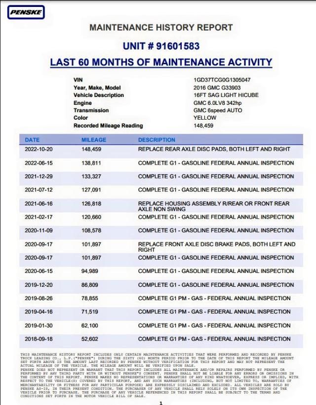 2016 GMC SAVANA CUT 1GD37TCG0G1305047