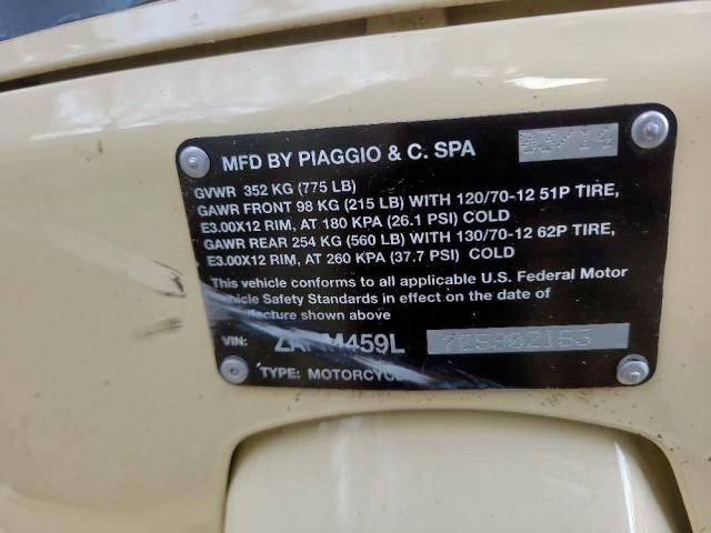 2014 VESPA GTS 300 SU ZAPM459L7E5902153