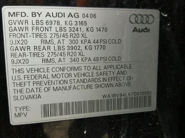 2007 Audi Q7 4.2 Quattro Premium VIN: WA1BV94L57D013990 Lot: 55007653