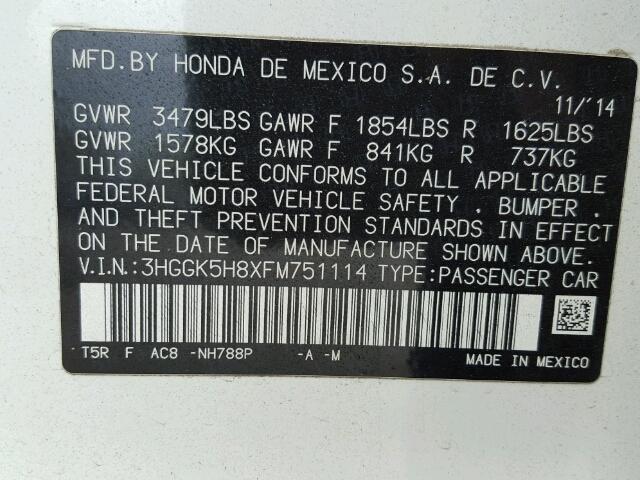 2015 HONDA FIT EX 3HGGK5H8XFM751114