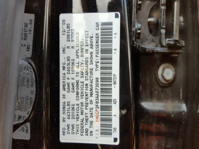 2010 HONDA ACCORD EXL 1HGCP2F83AA073099