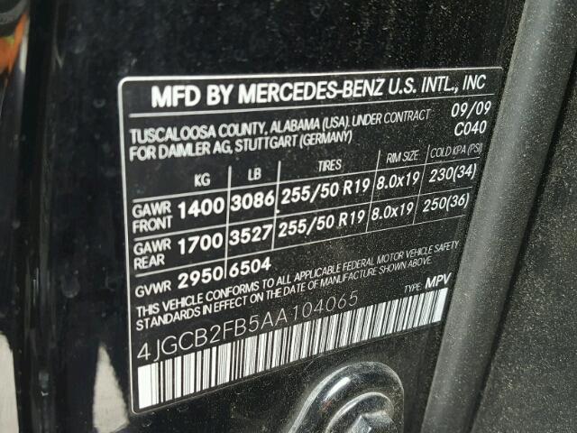 2010 MERCEDES-BENZ R350 BLUET 4JGCB2FB5AA104065