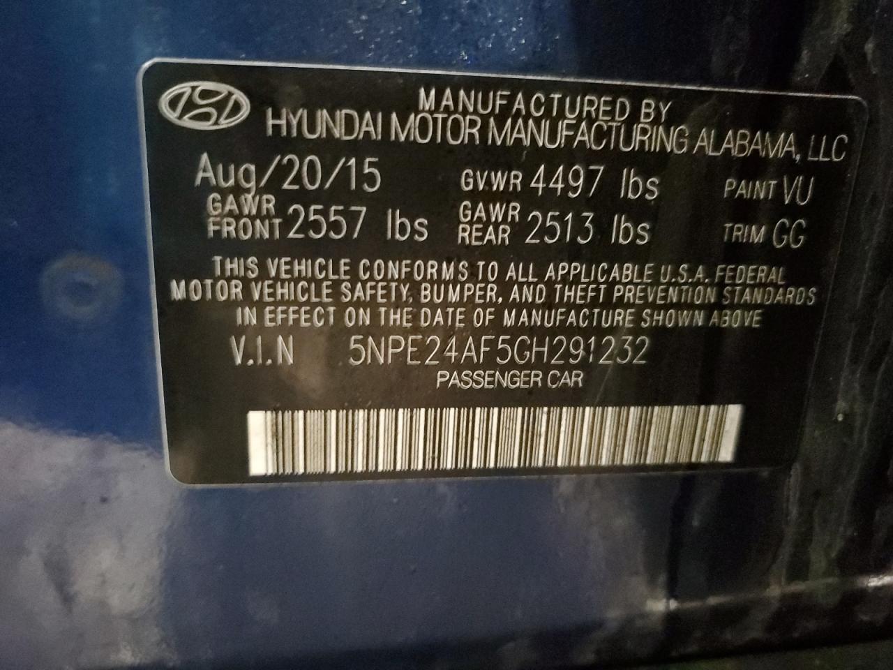 5NPE24AF5GH291232 2016 Hyundai Sonata Se