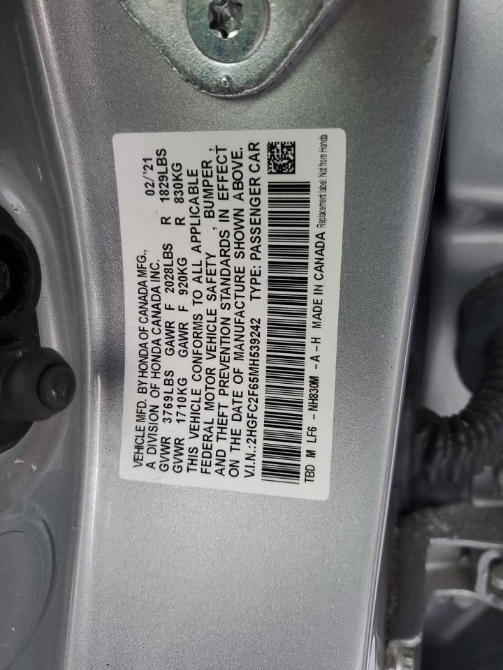 2021 Honda Civic Lx VIN: 2HGFC2F65MH539242 Lot: 81453344