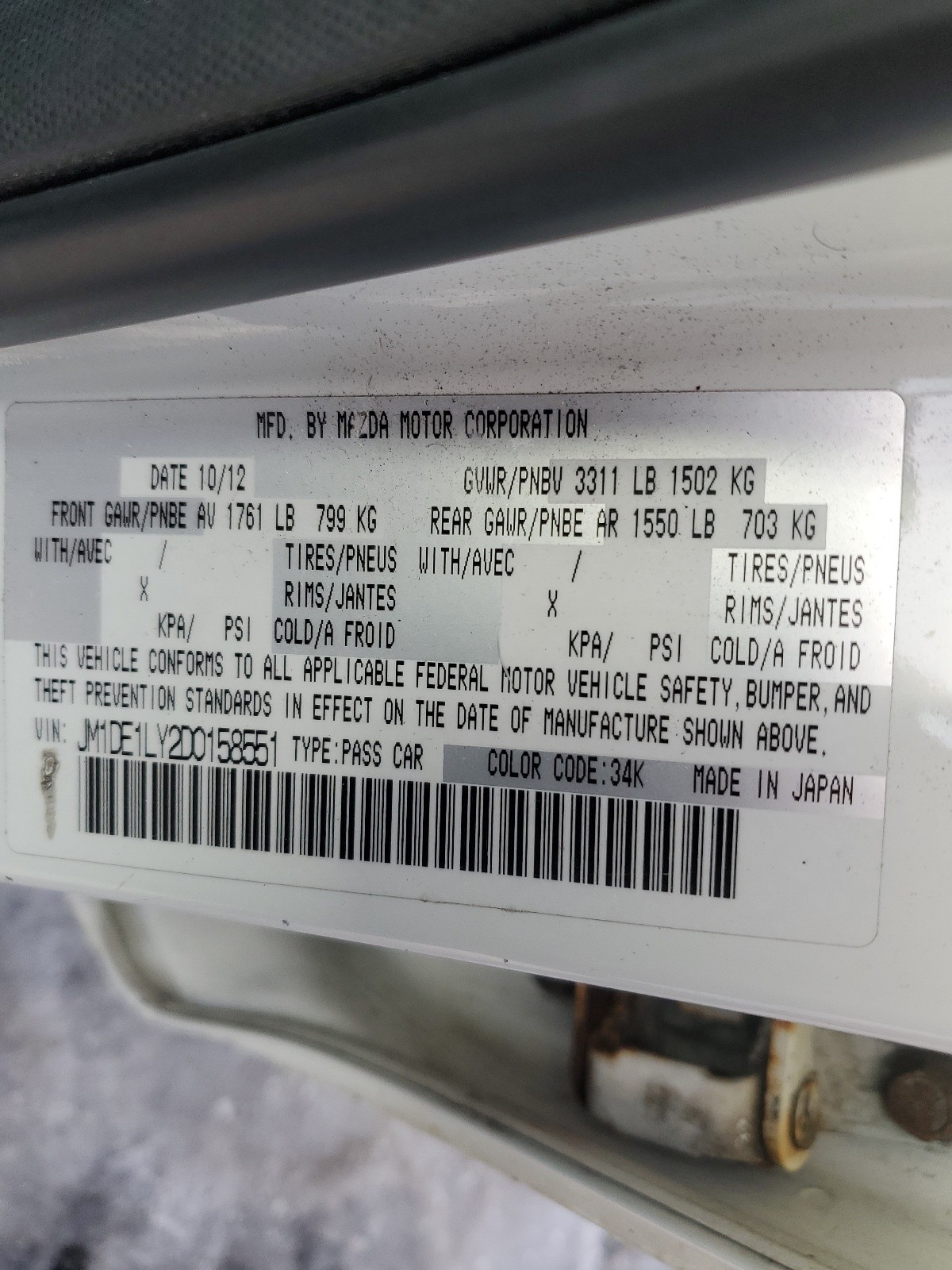 JM1DE1LY2D0158551 2013 Mazda Mazda2