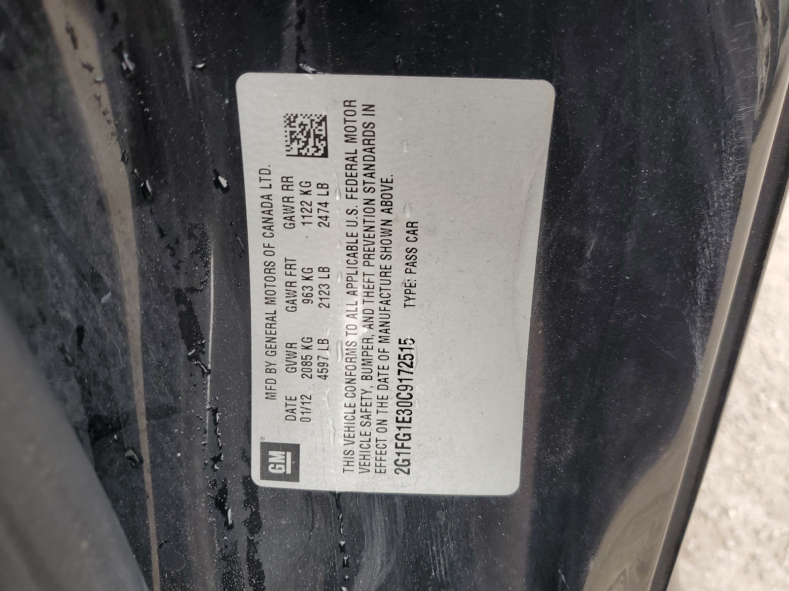 2G1FG1E30C9172515 2012 Chevrolet Camaro Lt