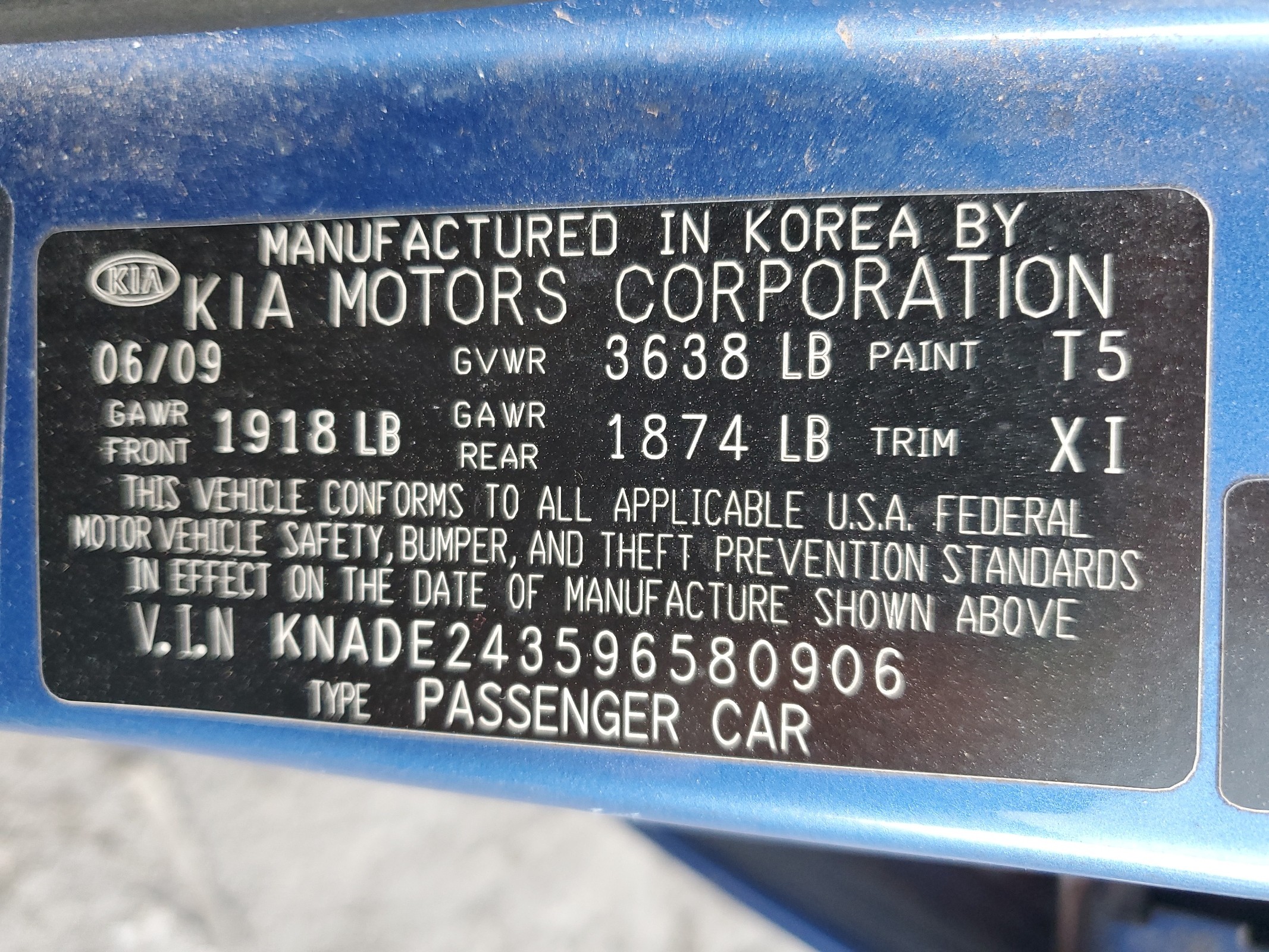 KNADE243596580906 2009 Kia Rio 5 Sx