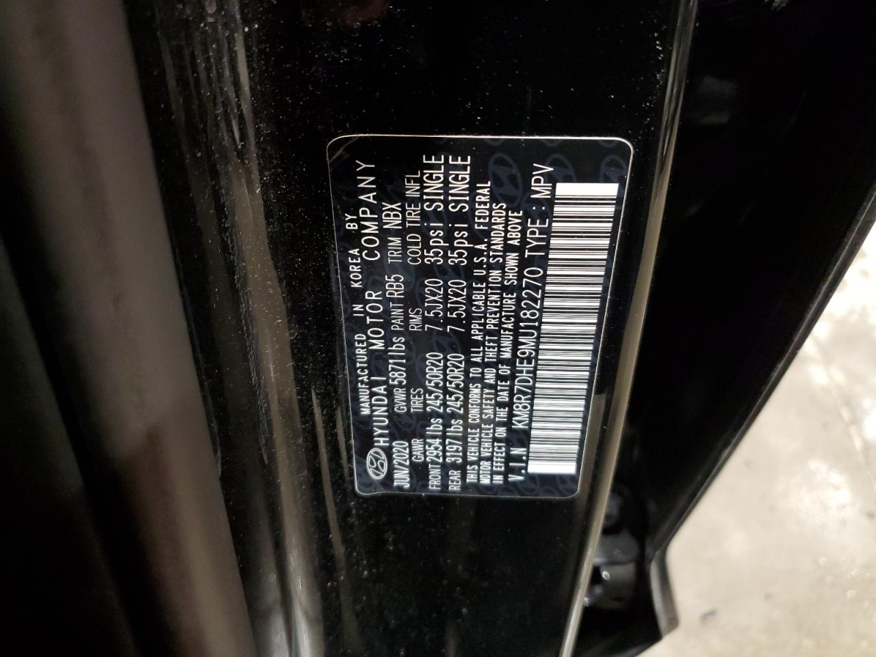 KM8R7DHE9MU182270 2021 Hyundai Palisade Calligraphy