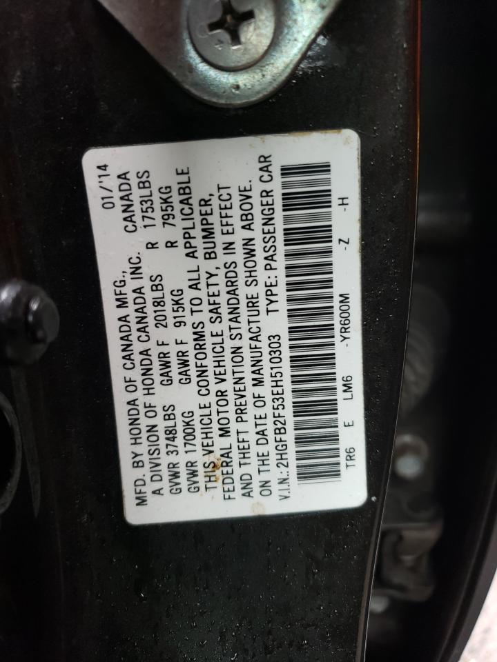 2HGFB2F53EH510303 2014 Honda Civic Lx