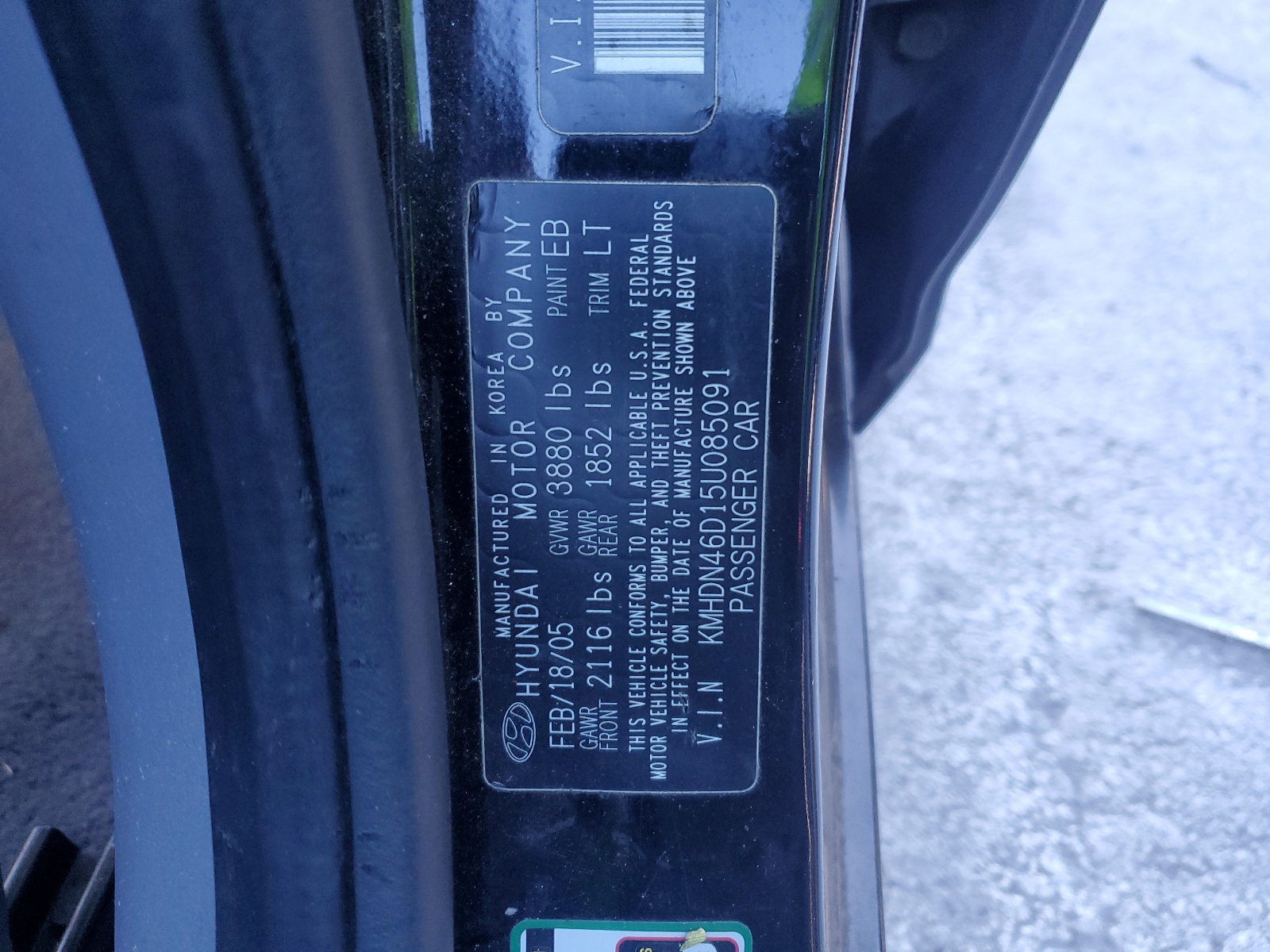 KMHDN46D15U085091 2005 Hyundai Elantra Gls