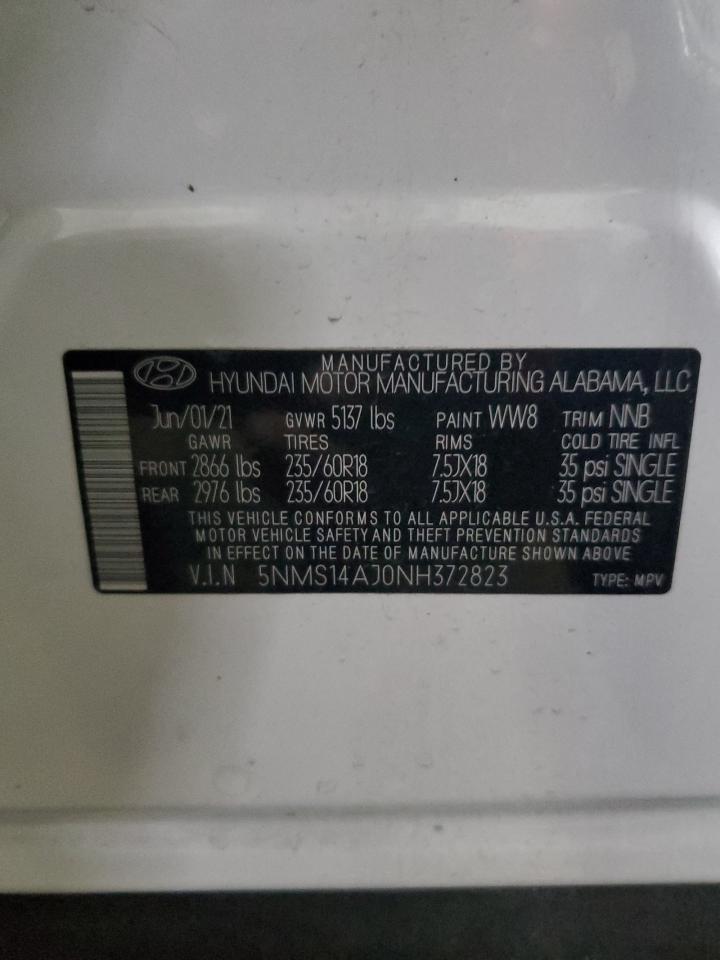 5NMS14AJ0NH372823 2022 Hyundai Santa Fe Se