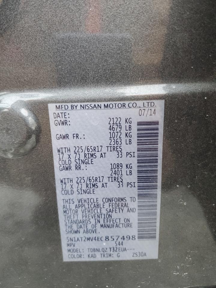 5N1AT2MV4EC857498 2014 Nissan Rogue S