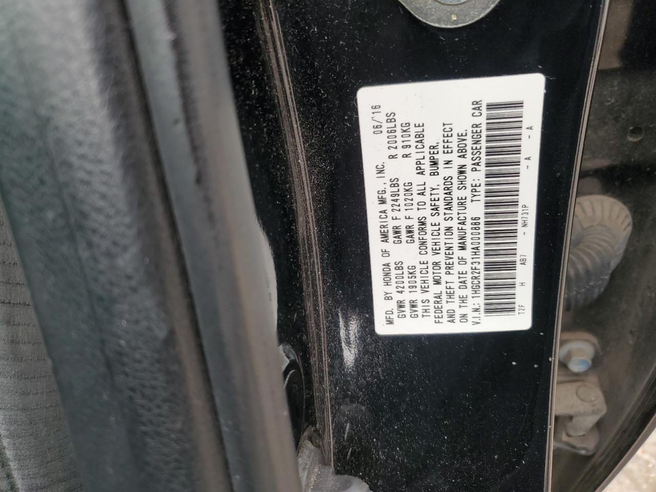 1HGCR2F31HA000886 2017 Honda Accord Lx