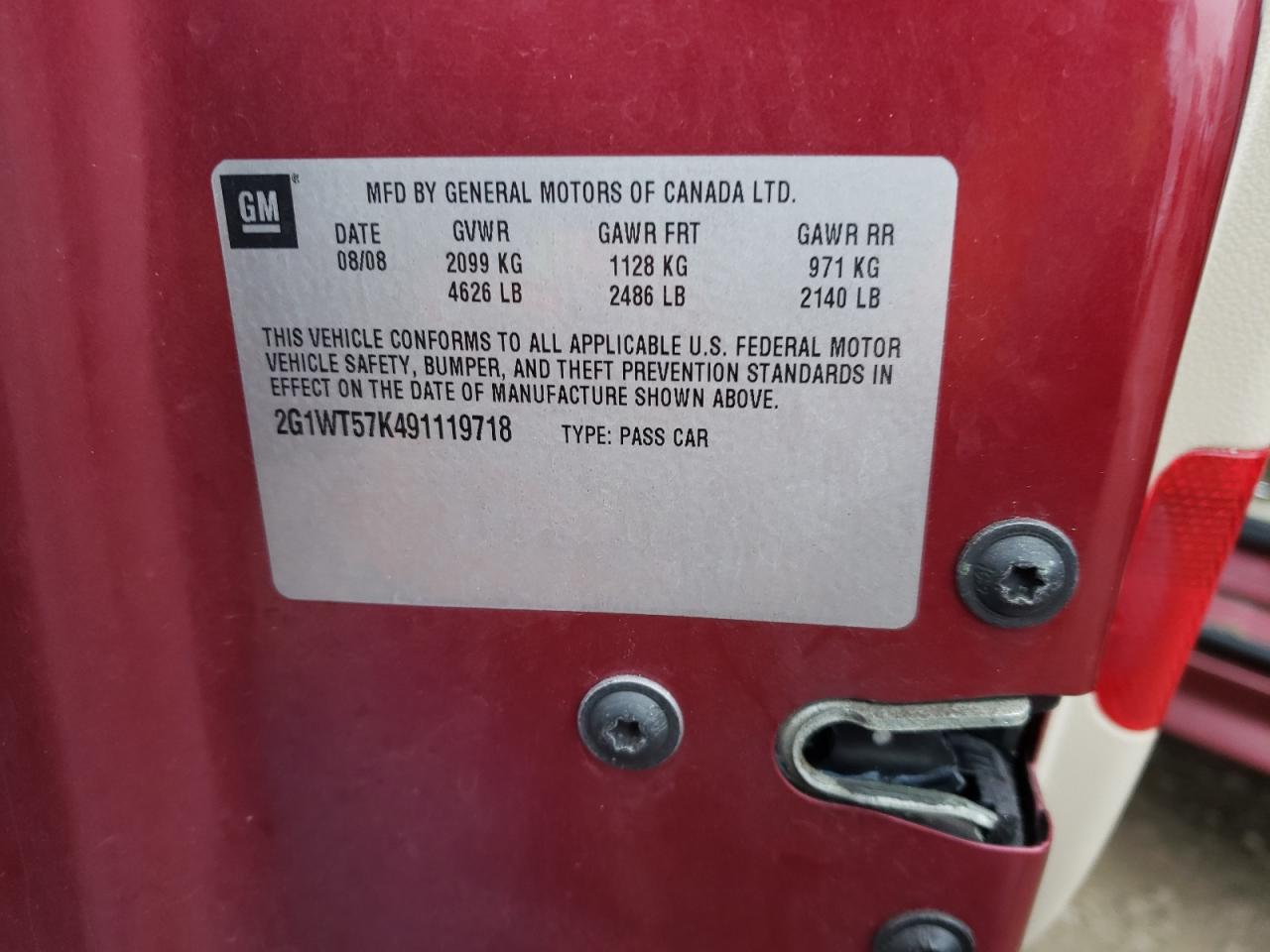 2009 Chevrolet Impala 1Lt VIN: 2G1WT57K491119718 Lot: 62743744