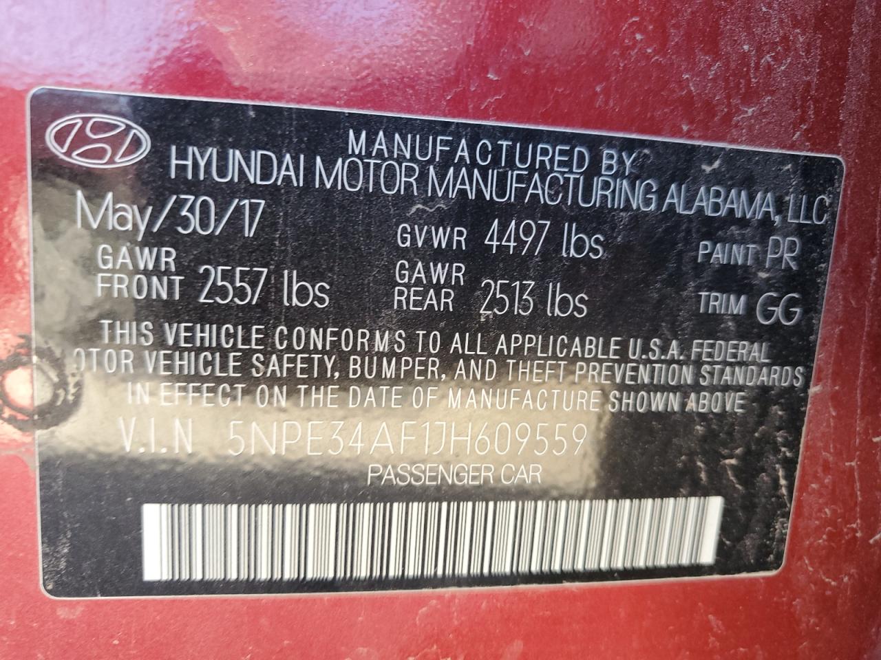 5NPE34AF1JH609559 2018 Hyundai Sonata Sport