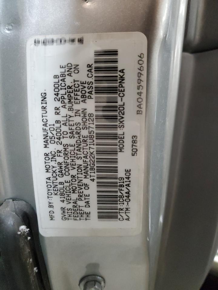 4T1BG22K71U857128 2001 Toyota Camry Ce