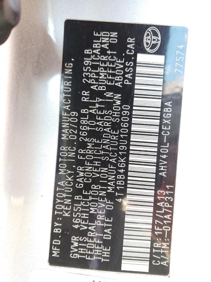 2009 Toyota Camry Hybrid VIN: 4T1BB46K19U106090 Lot: 71637605