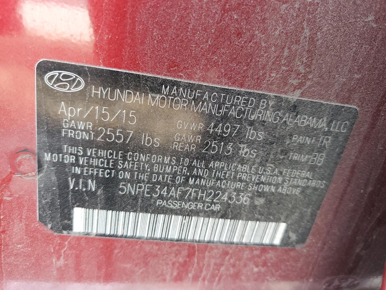 5NPE34AF7FH224336 2015 Hyundai Sonata Sport