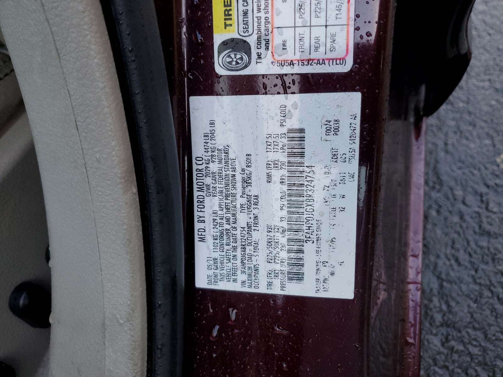 3FAHP0JGXBR324754 2011 Ford Fusion Sel