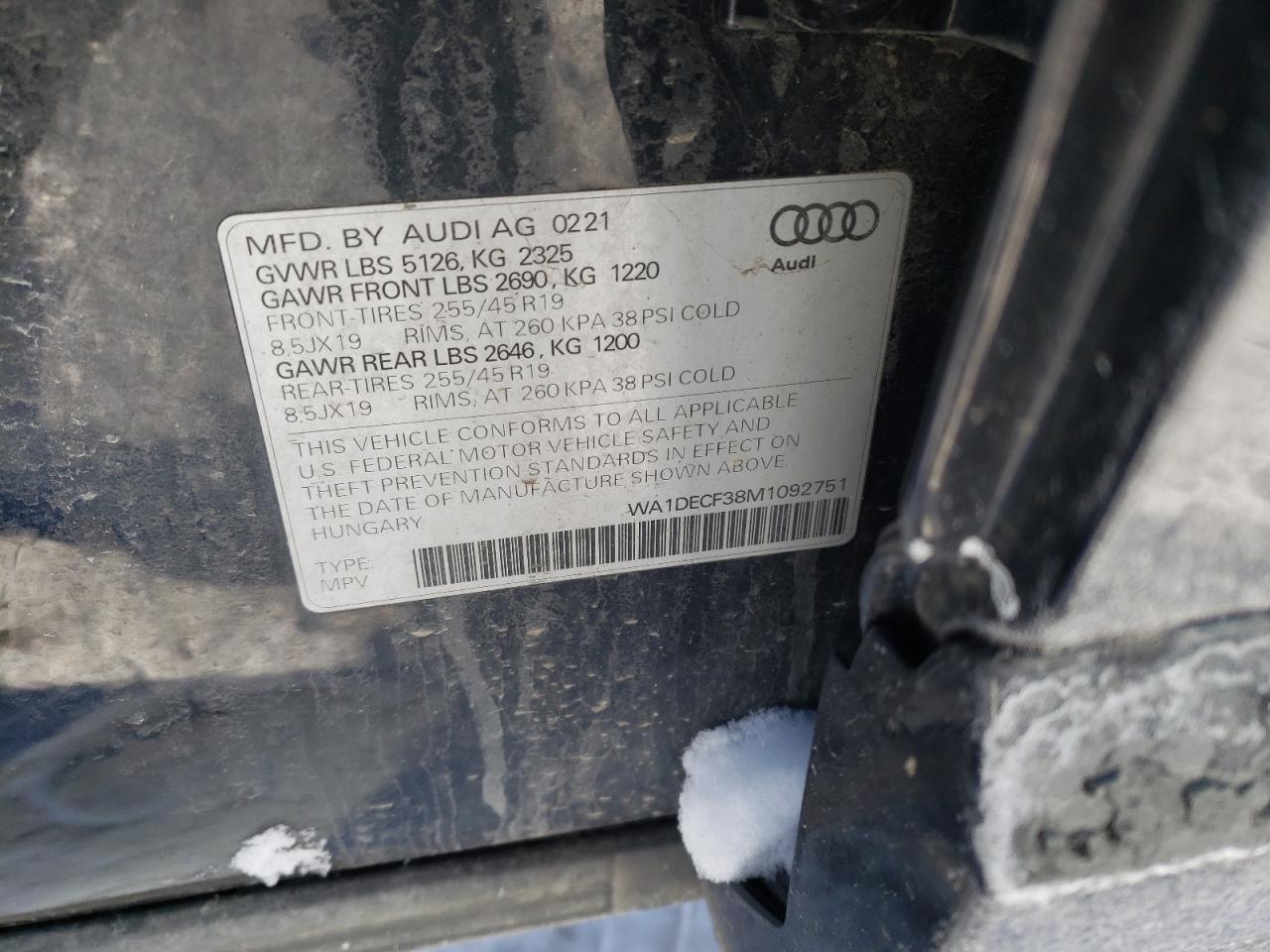 WA1DECF38M1092751 2021 Audi Q3 Premium S Line 45