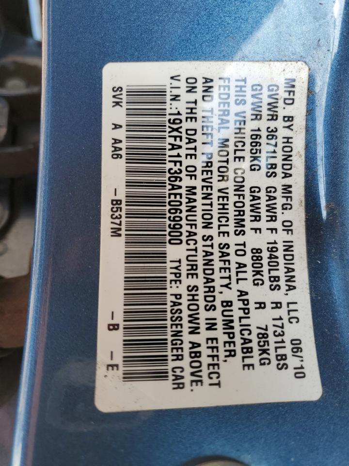 2010 Honda Civic Vp VIN: 19XFA1F36AE069900 Lot: 82781723