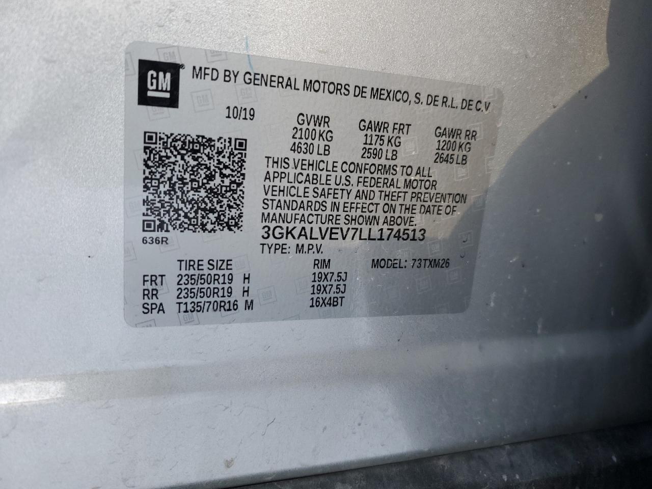 3GKALVEV7LL174513 2020 GMC Terrain Slt