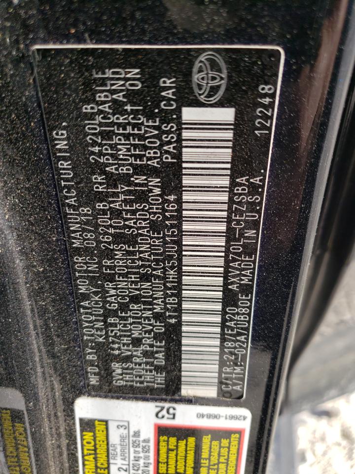 4T1B11HK5JU151164 2018 Toyota Camry L