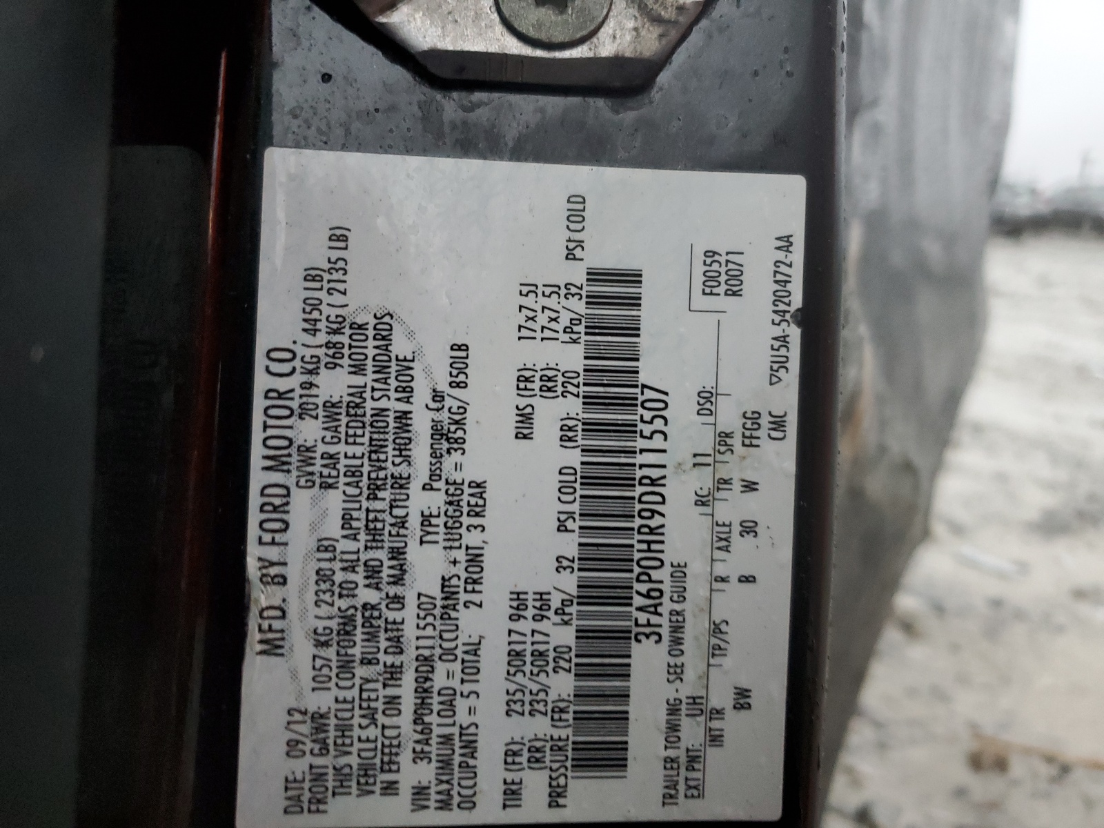 3FA6P0HR9DR115507 2013 Ford Fusion Se