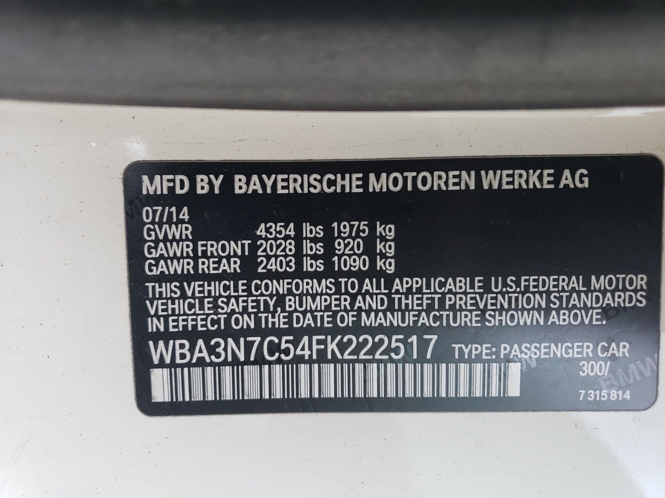 WBA3N7C54FK222517 2015 BMW 428 I