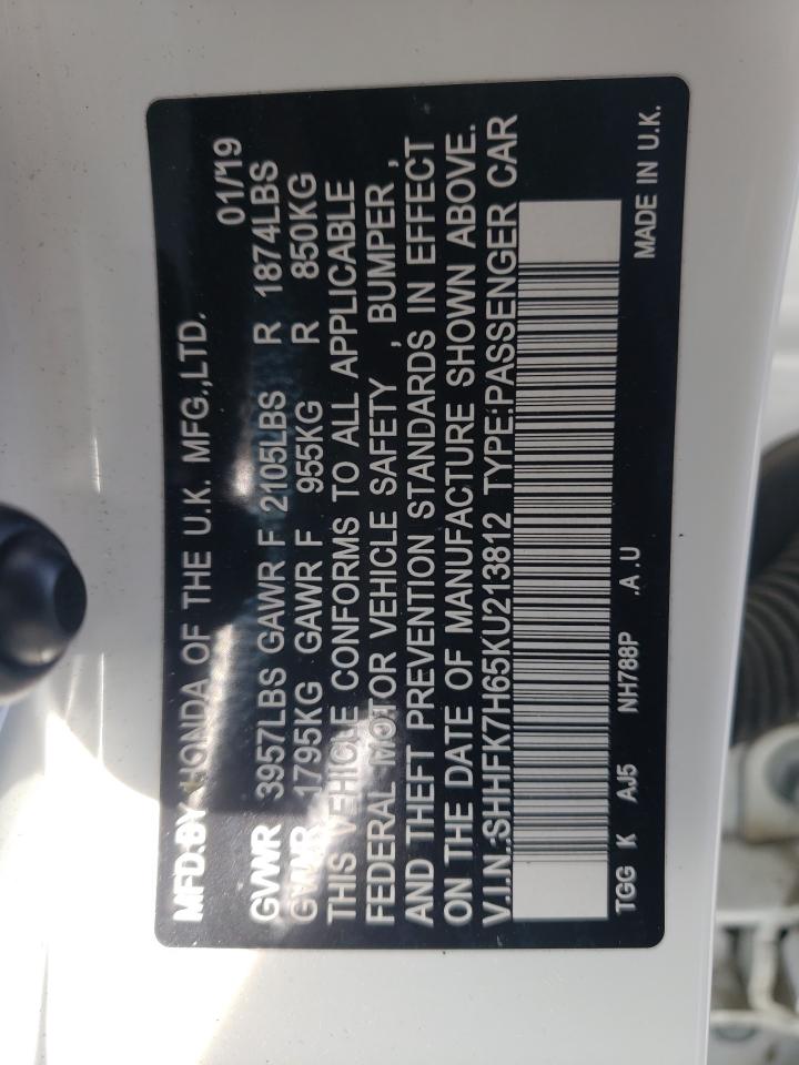 SHHFK7H65KU213812 2019 Honda Civic Ex