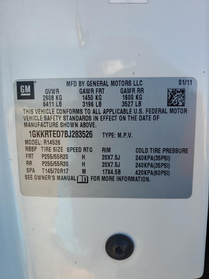 2011 GMC Acadia Denali VIN: 1GKKRTED7BJ283526 Lot: 40518974