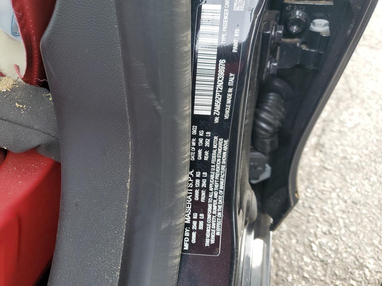 2022 Maserati Quattroporte Trofeo VIN: ZAM56ZPT2NX398976 Lot: 81661205