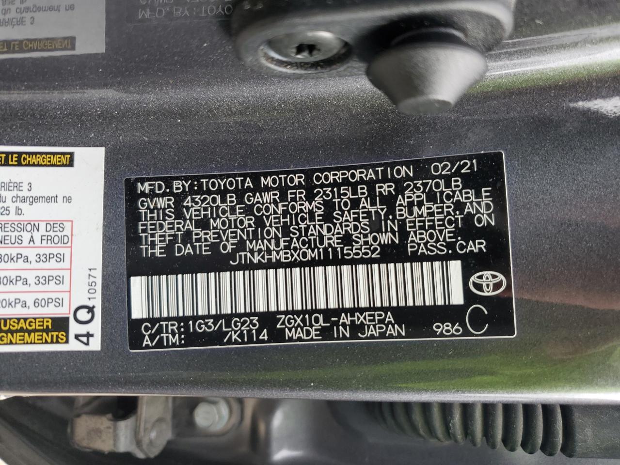 JTNKHMBX0M1115552 2021 Toyota C-Hr Xle