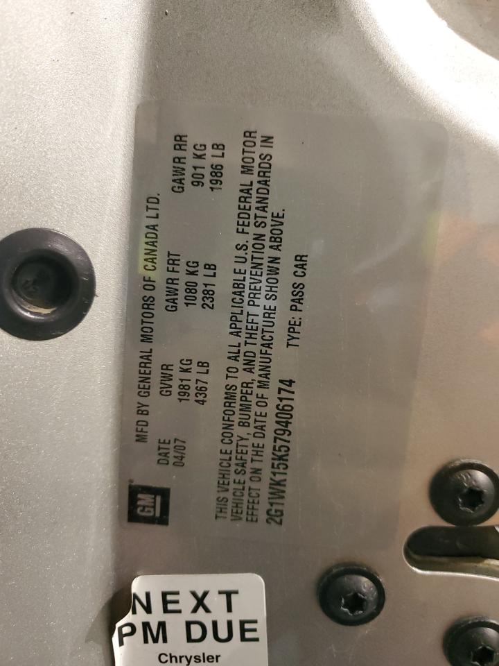 2007 Chevrolet Monte Carlo Lt VIN: 2G1WK15K579406174 Lot: 47333214