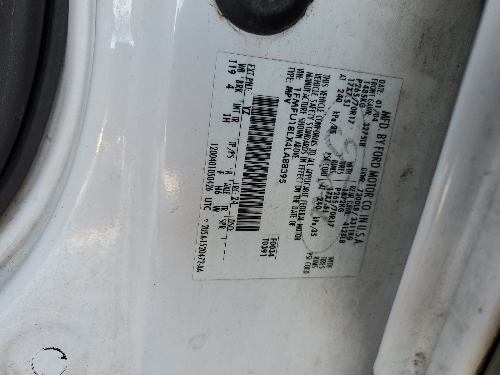 1FMFU18LX4LA88395 2004 Ford Expedition Eddie Bauer