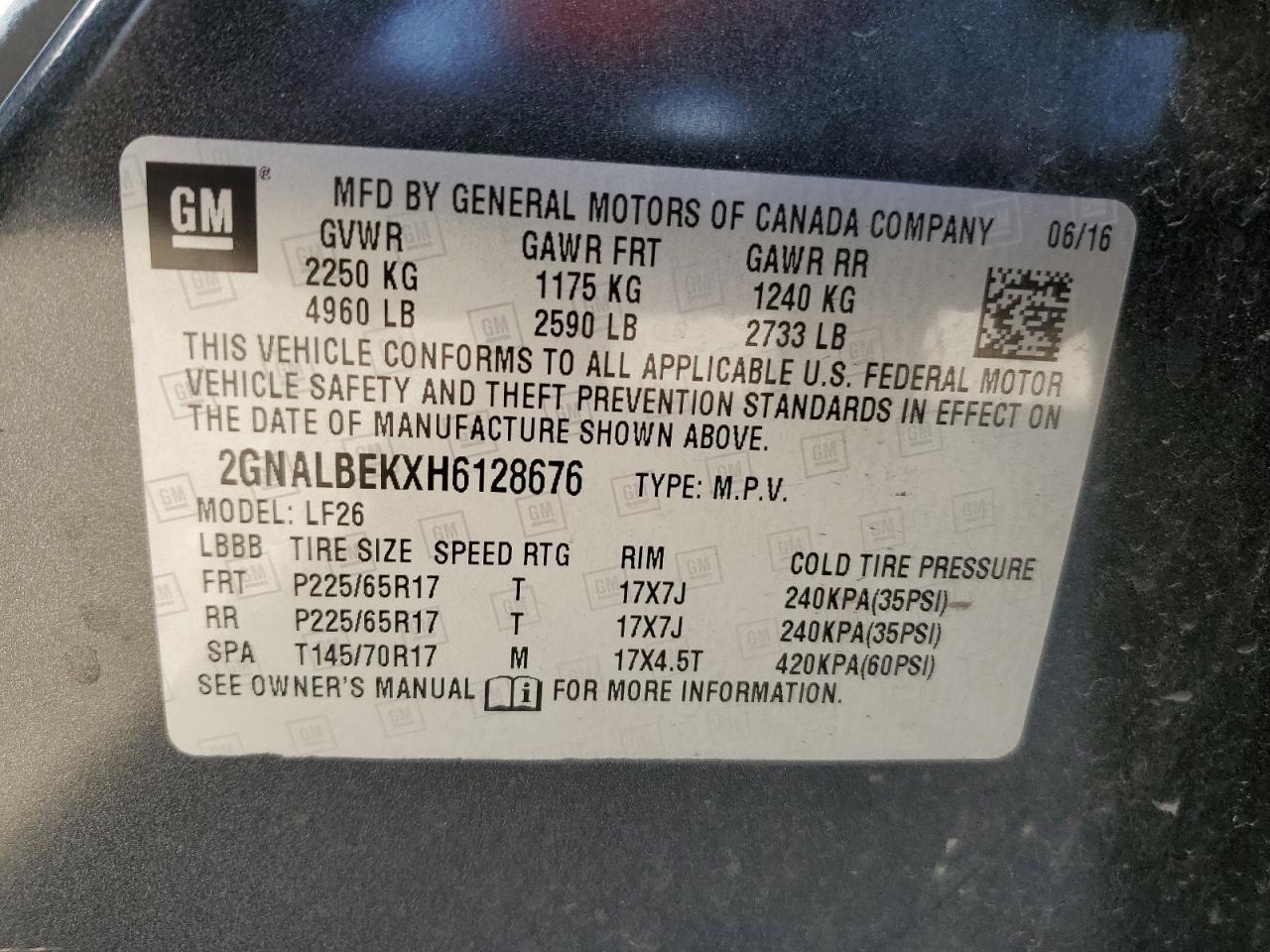 2GNALBEKXH6128676 2017 Chevrolet Equinox Ls