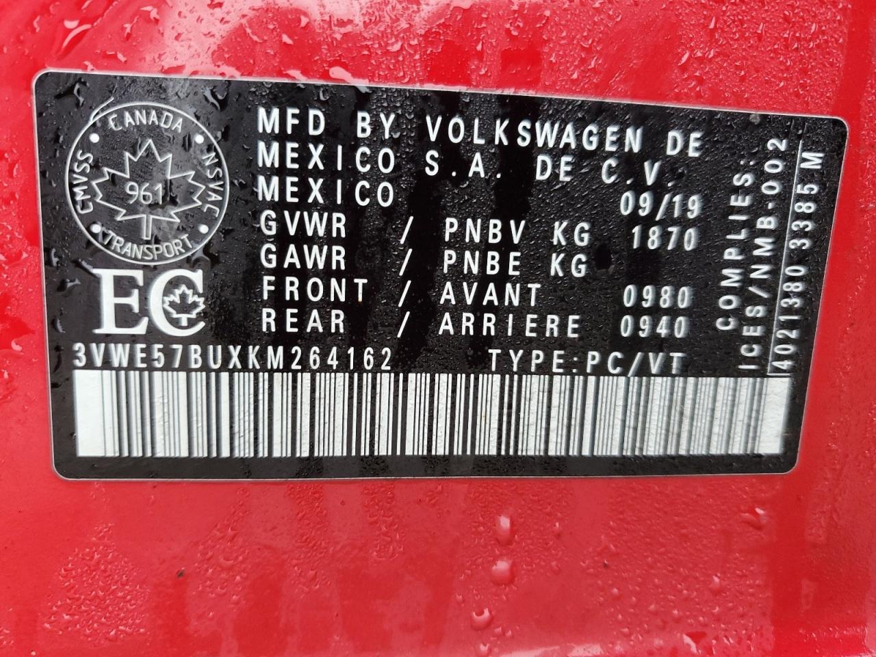 3VWE57BUXKM264162 2019 Volkswagen Jetta Sel