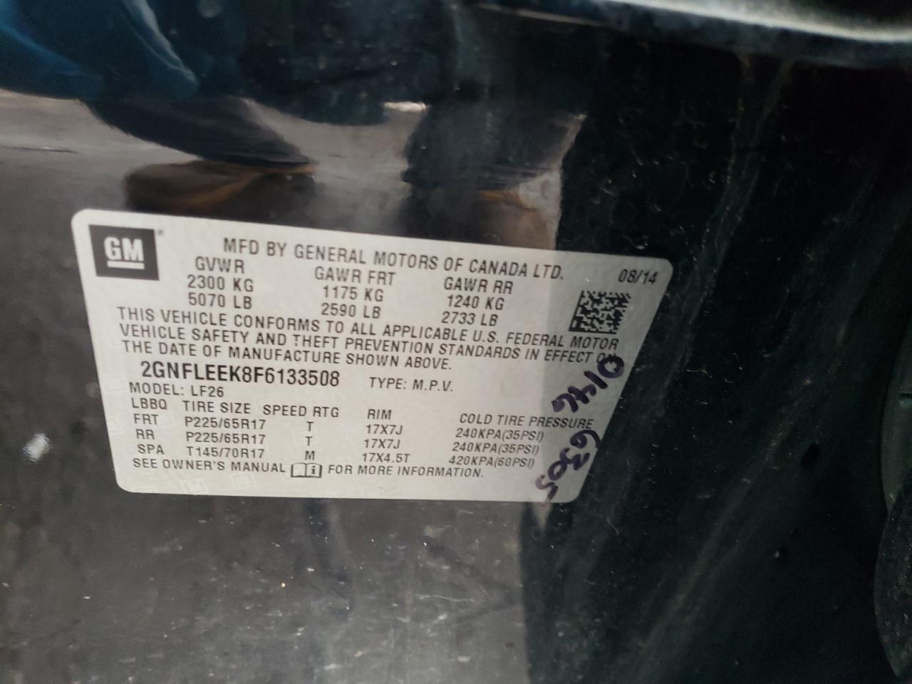 2015 Chevrolet Equinox Ls VIN: 2GNFLEEK8F6133508 Lot: 39320104