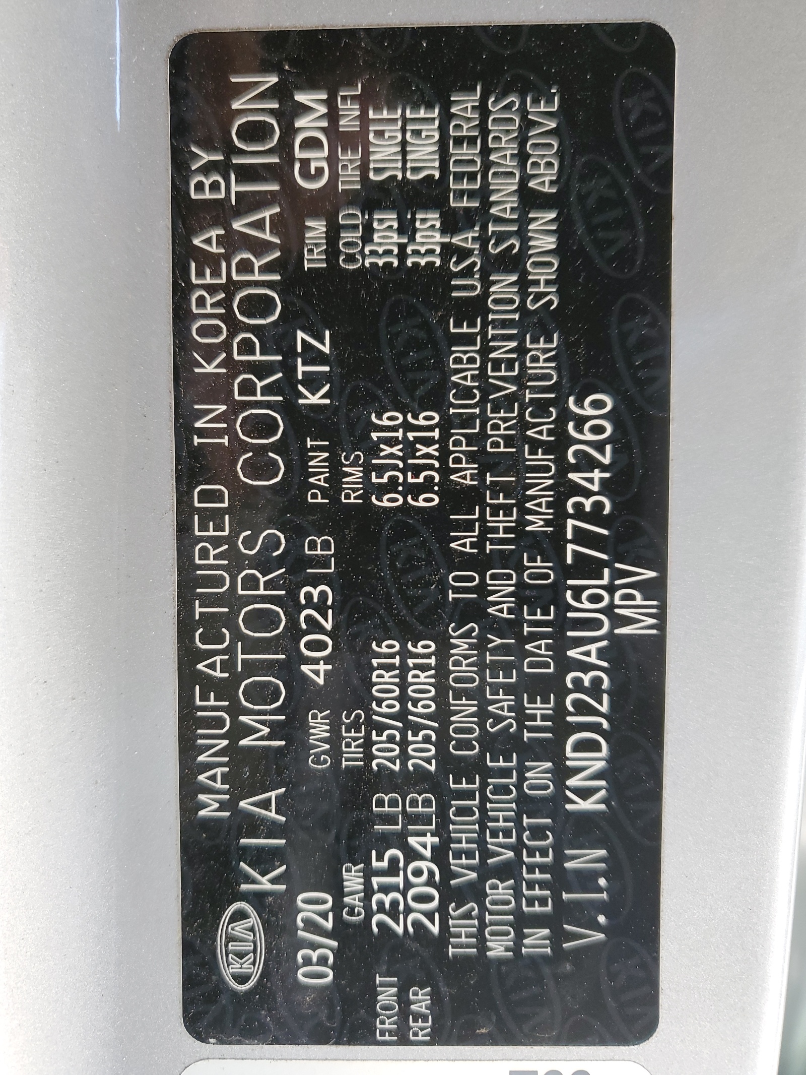 KNDJ23AU6L7734266 2020 Kia Soul Lx