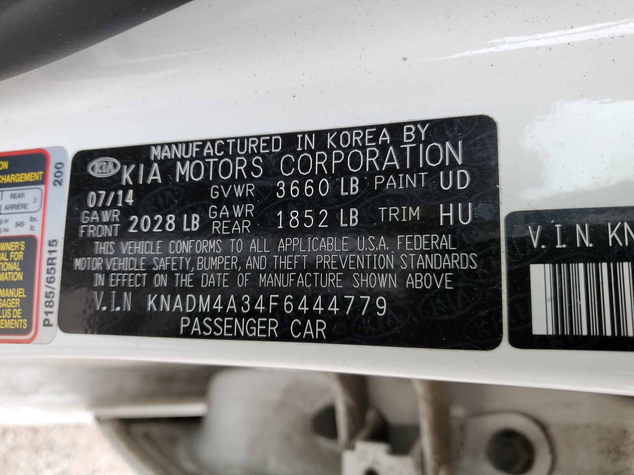 KNADM4A34F6444779 2015 Kia Rio Lx