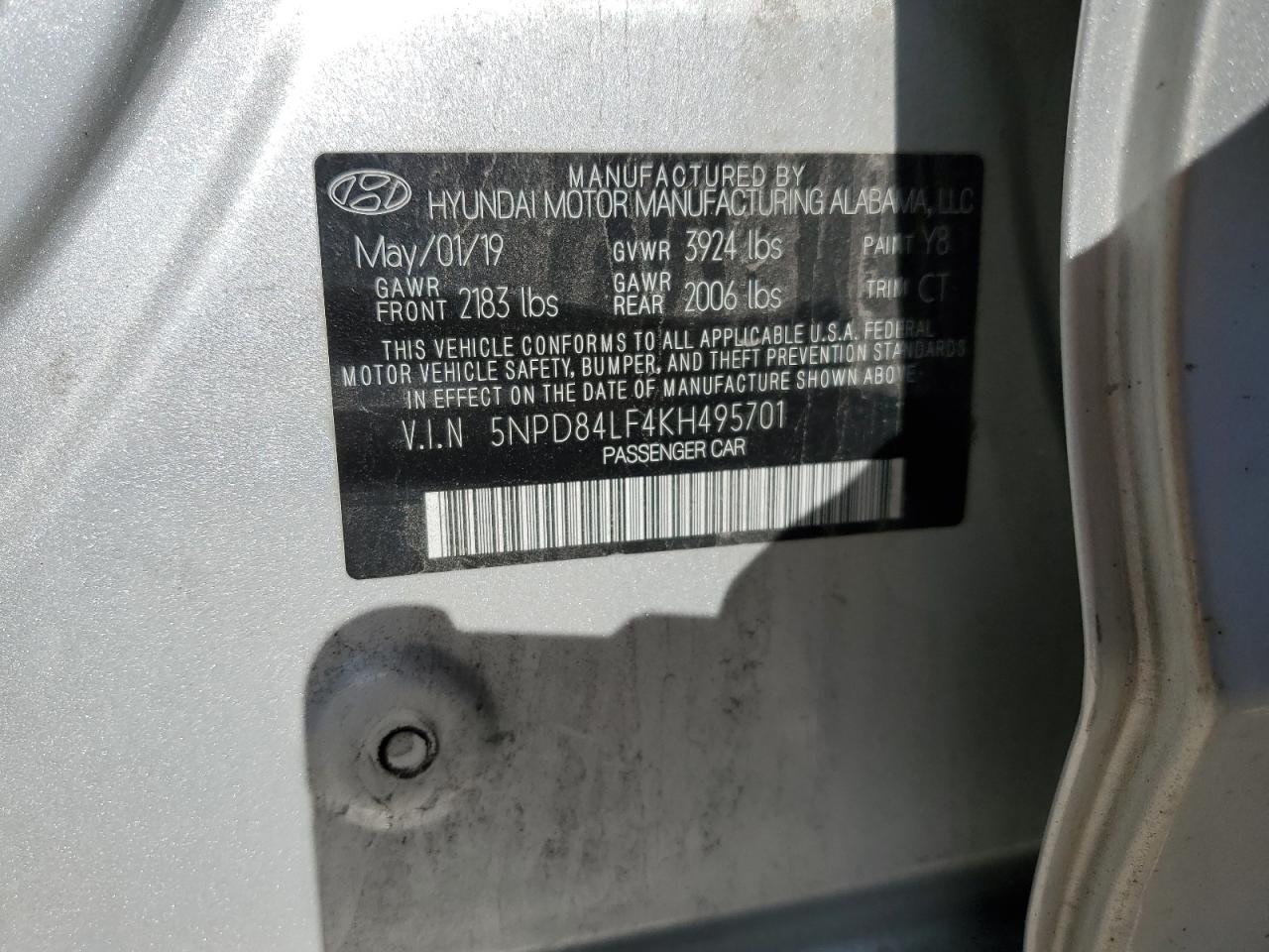 5NPD84LF4KH495701 2019 Hyundai Elantra Sel