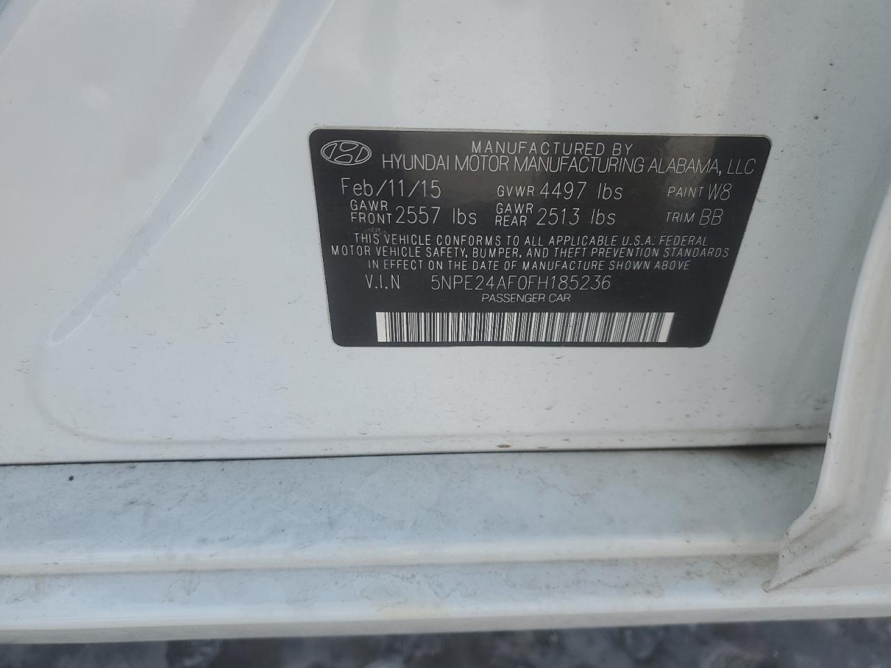 5NPE24AF0FH185236 2015 Hyundai Sonata Se