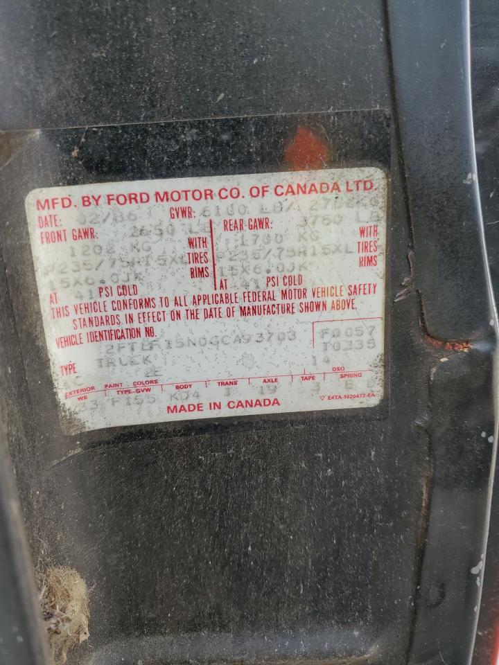 1986 Ford F150 VIN: 2FTEF15N0GCA93703 Lot: 81918023