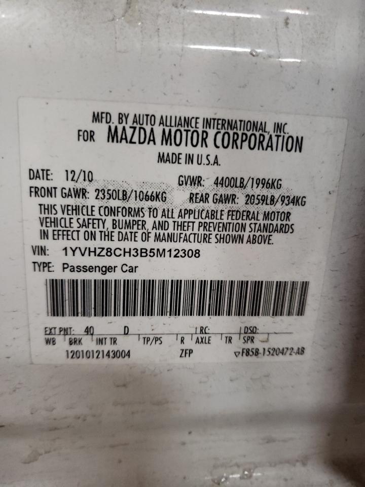 1YVHZ8CH3B5M12308 2011 Mazda 6 I