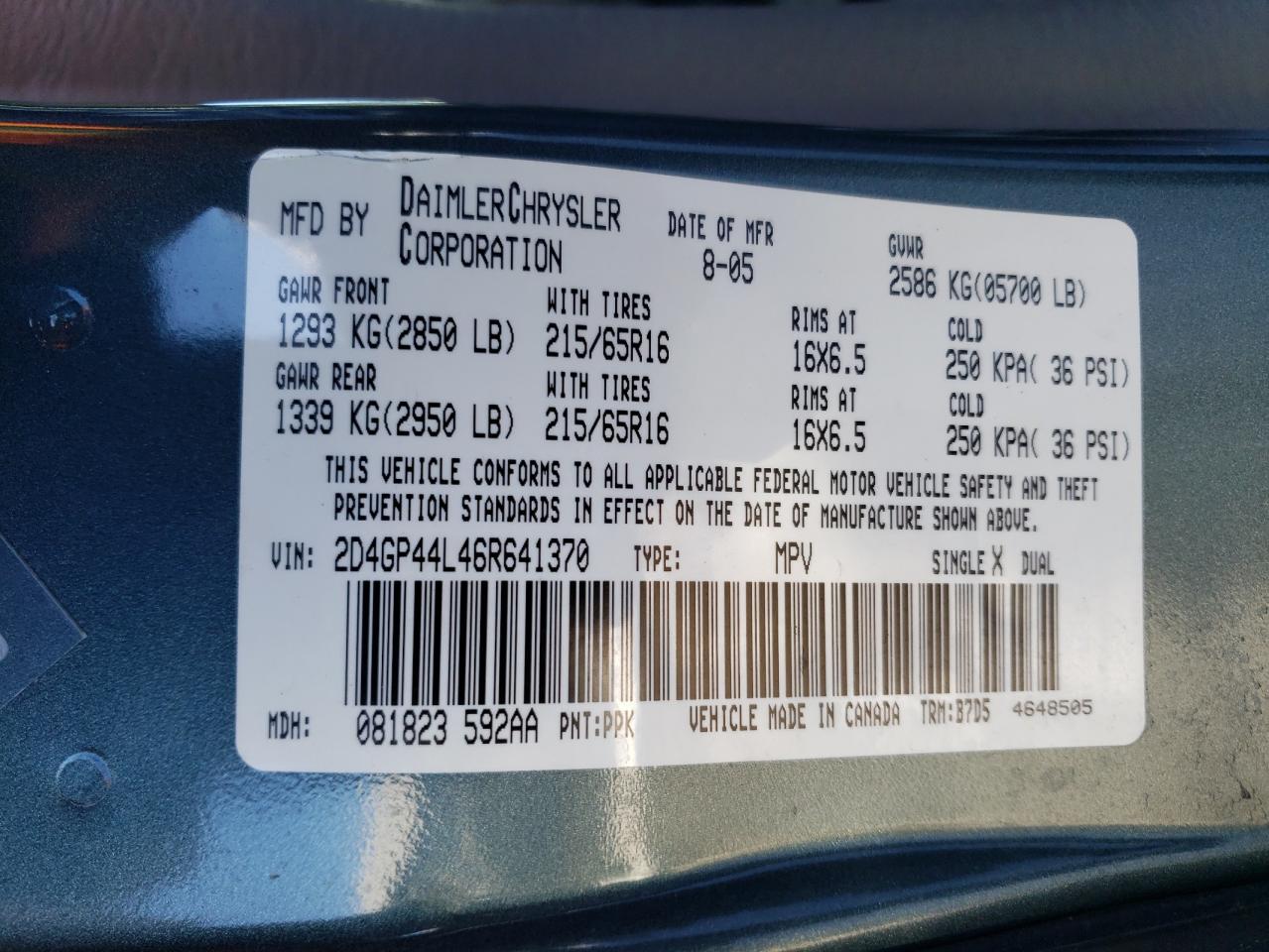 2D4GP44L46R641370 2006 Dodge Grand Caravan Sxt