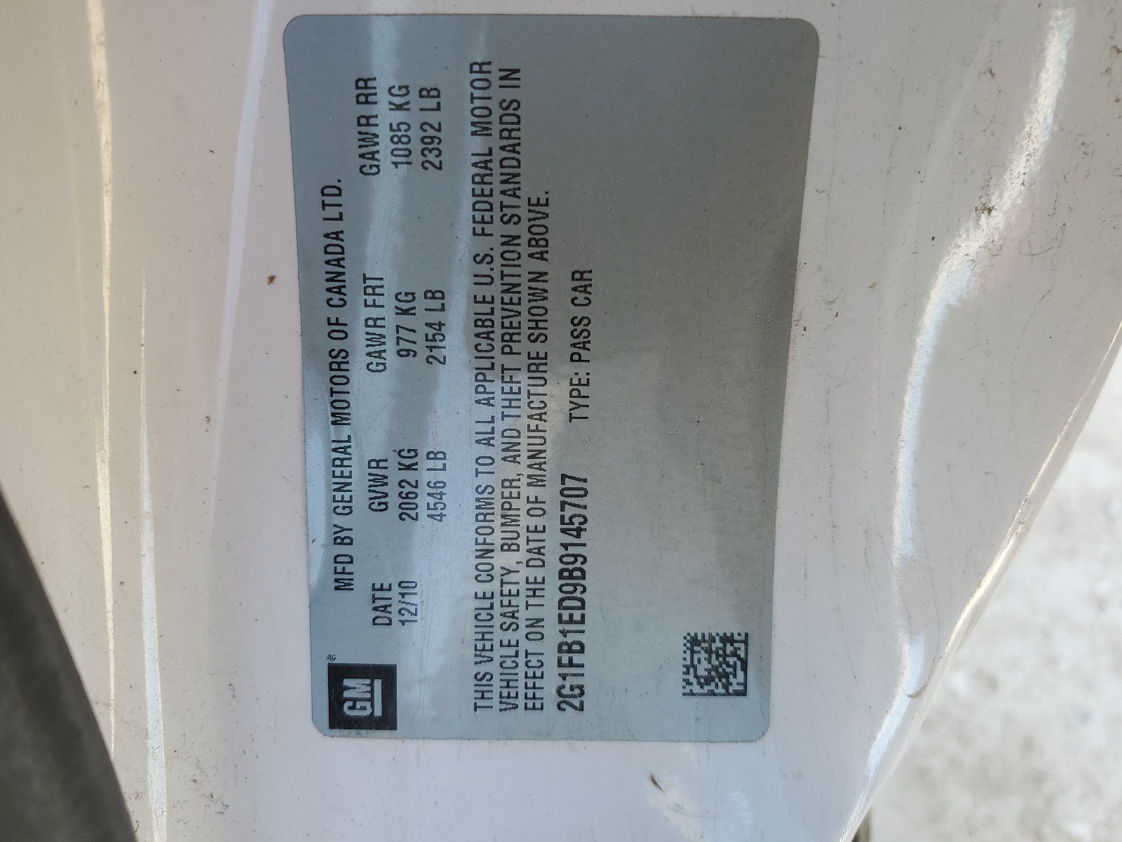 2G1FB1ED9B9145707 2011 Chevrolet Camaro Lt