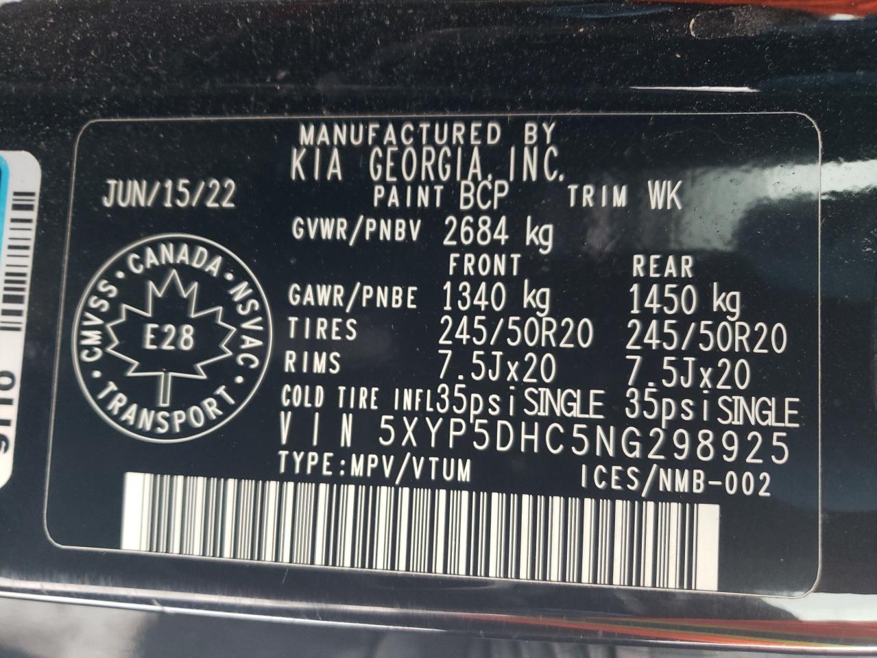 2022 Kia Telluride Sx VIN: 5XYP5DHC5NG298925 Lot: 82848063