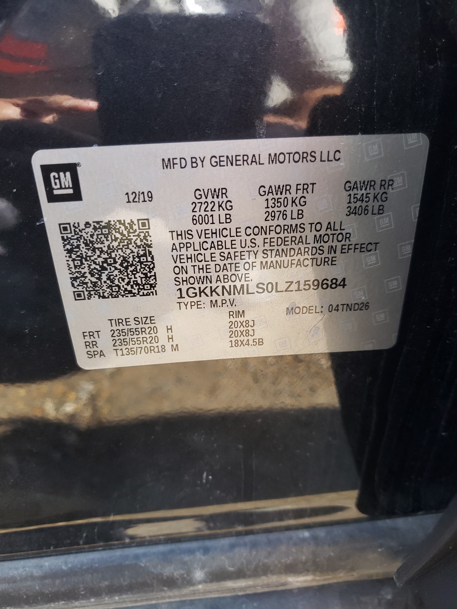 1GKKNMLS0LZ159684 2020 GMC Acadia Slt