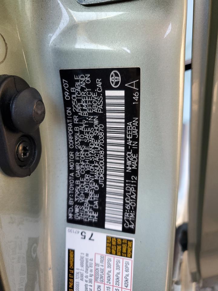 2008 Toyota Prius VIN: JTDKB20UX87703870 Lot: 59040344